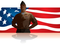 200x152 Silhouette Of A Soldier Saluting To American Flag Stock Photos