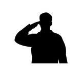 160x160 Saluting Soldier Silhouette On White Background, In Black, Wearing