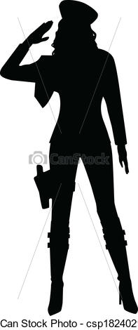 197x470 Saluting Military Woman Silhouette. A Silhouette Of A Eps