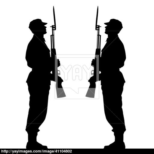 512x512 Silhouette Soldiers During A Military Parade. Vector Illustratio