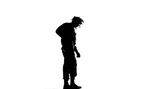 320x180 Soldier With A Gun On His Back. Silhouette Stock Video Footage