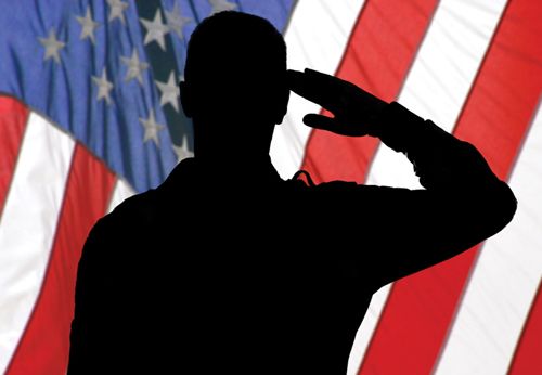 500x346 Silhouette Of Saluting Soldier In Front Of Flag Us (Armed Forces