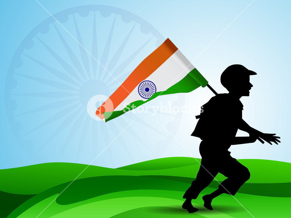 1000x751 Abstract Indian Flag Background With Silhouette Of Running Soldier