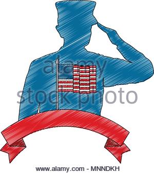 300x339 Silhouette Of Military Saluting With Usa Flag Vector Illustration