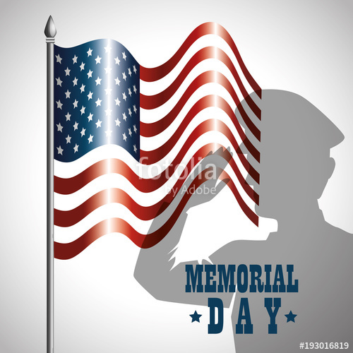 500x500 Happy Memorial Day Soldier Silhouette Vector Illustration Design
