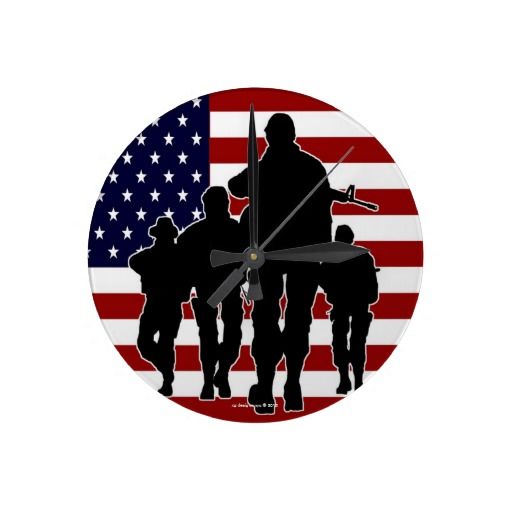 512x512 Usa Flag Marching Soldiers Silhouette Wall Clock Soldier