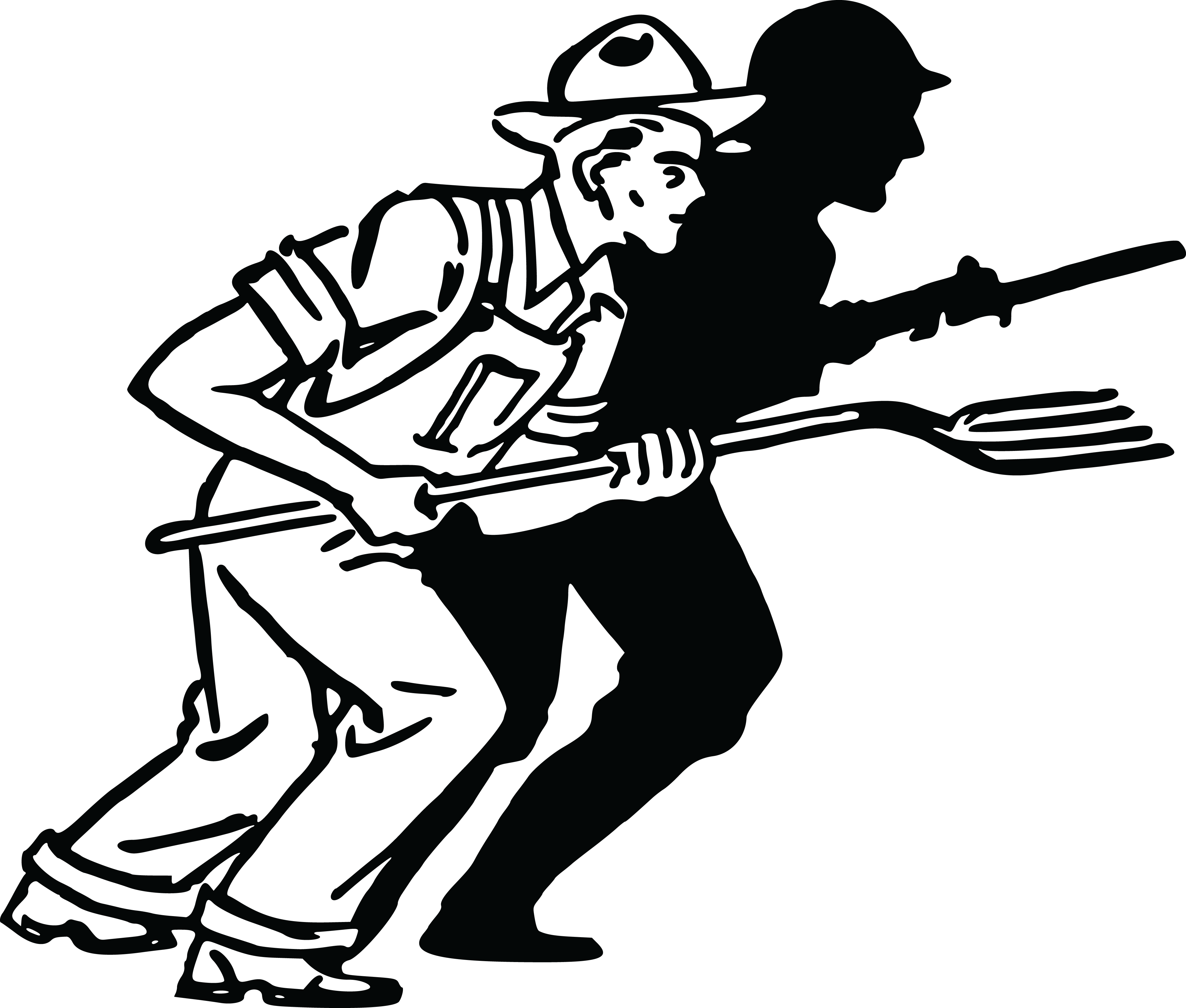 4000x3400 Free Clipart Of A Silhouetted Soldier And Farmer