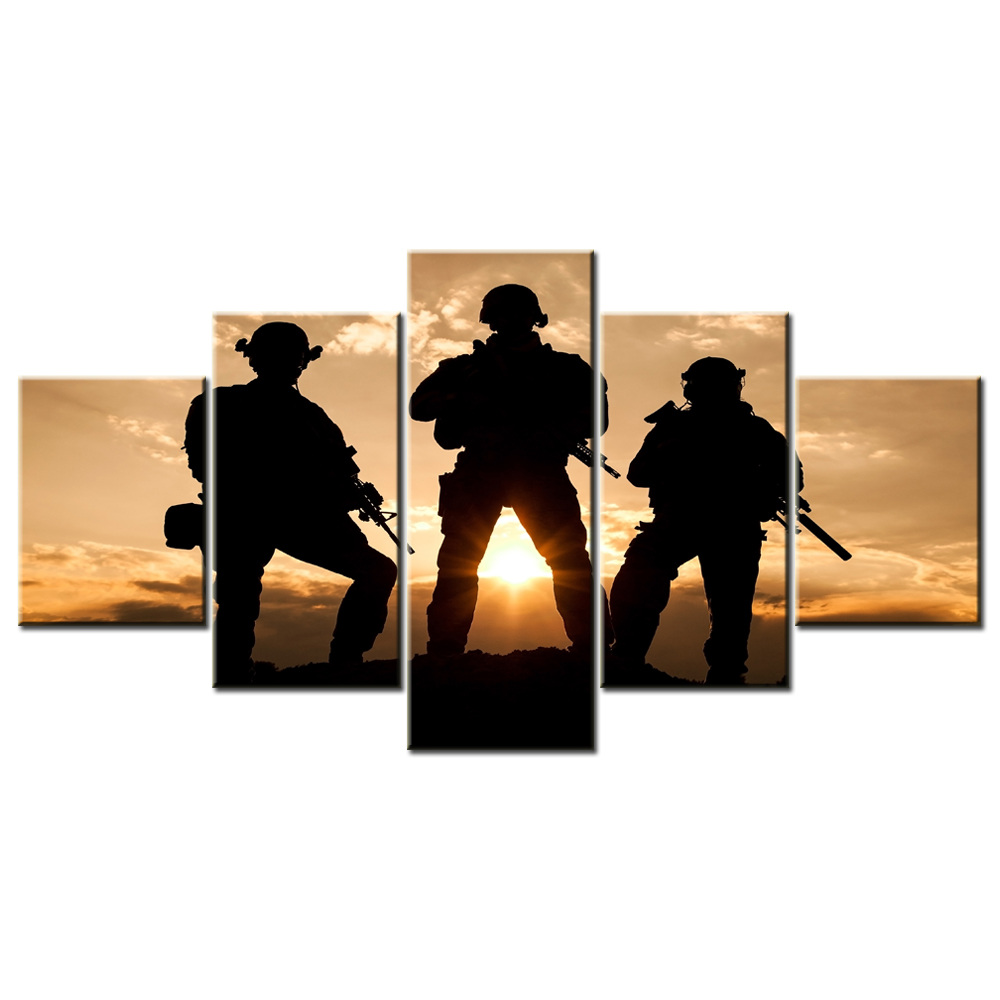 1000x1000 Prints Military Canvas American Army Troops Silhouettes Photos