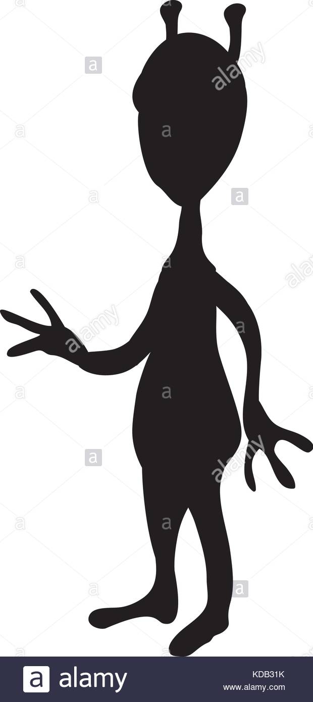 620x1390 Extraterrestrial Alien Silhouette Cosmos Character. Vector Stock