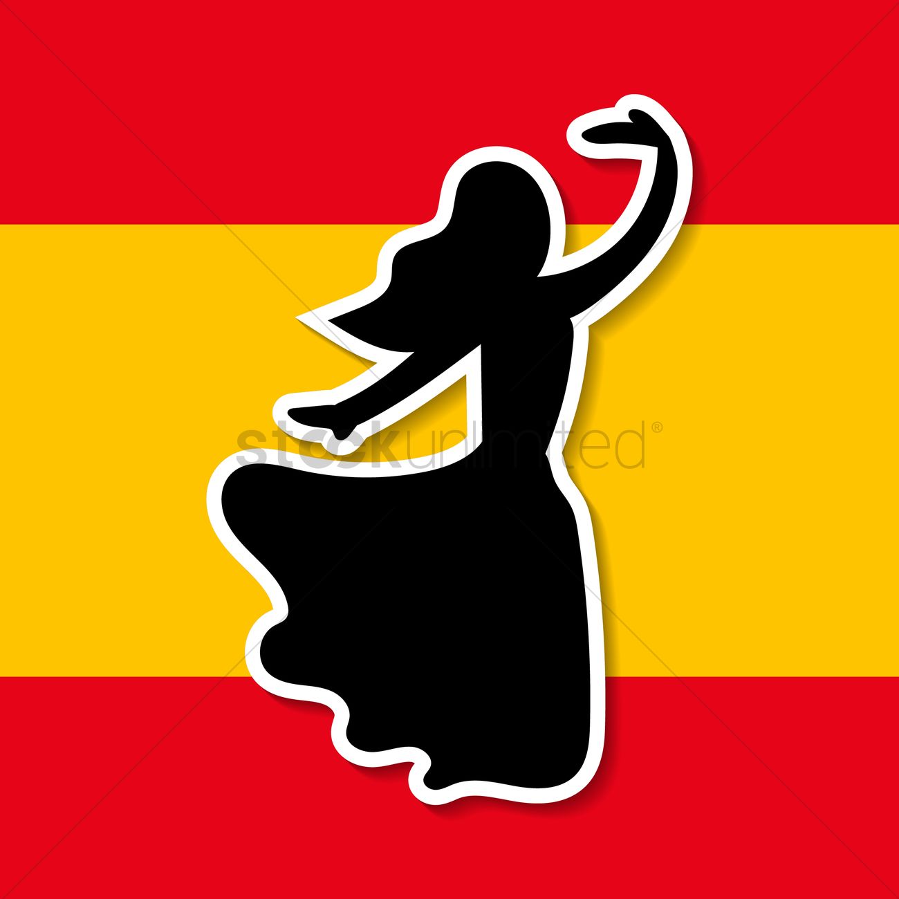 1300x1300 Spain Flag And Flamenco Dancer Vector Image