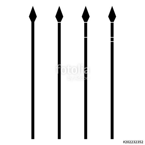 500x500 Simple, Black (Silhouette) Spear Illustration. Four Variations