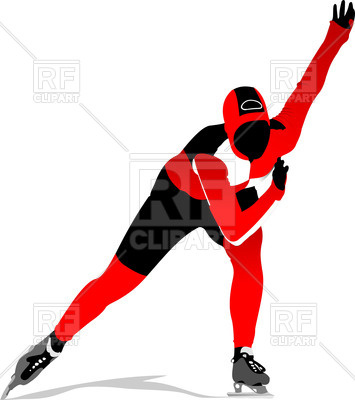 355x400 Red Black Silhouette Of Speed Skater Royalty Free Vector Clip Art