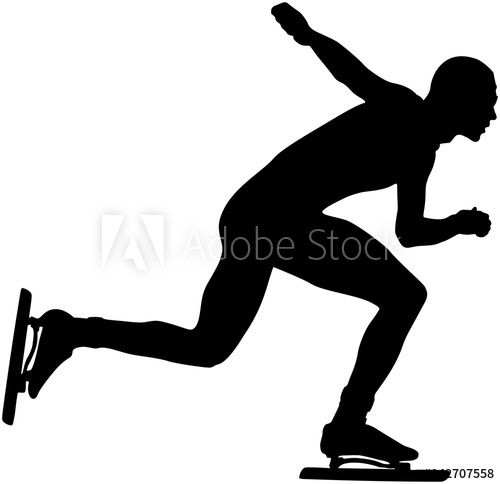 500x484 Side View Black Silhouette Athlete Speed Skating