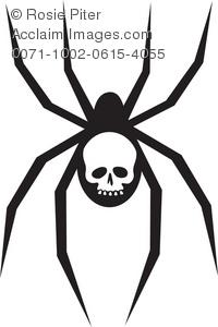 200x300 Illustration Of A Silhouette Of A Spider With A Skull On It's Abdomen