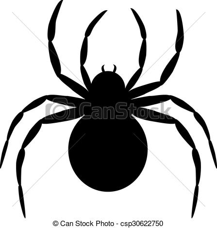 447x470 Silhouette Of Black Spider Isolated On White Clipart Vector