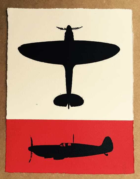 567x727 Spitfire Silhouettes On Red And White