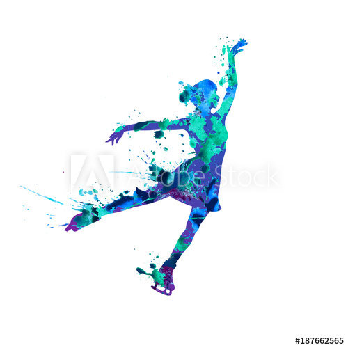 500x500 Silhouette Of Figure Skating Girl. Splash Pain
