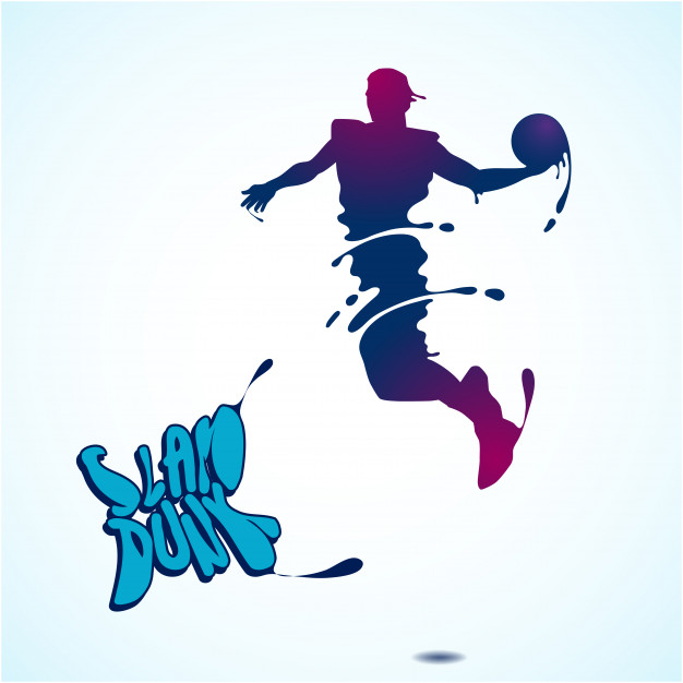 626x626 Basketball Slam Dunk Splash Silhouette Vector Premium Download