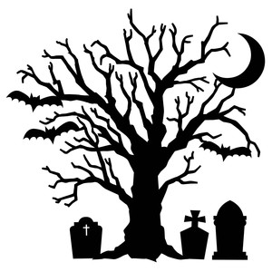 Spooky Halloween Tree Silhouette at GetDrawings | Free download