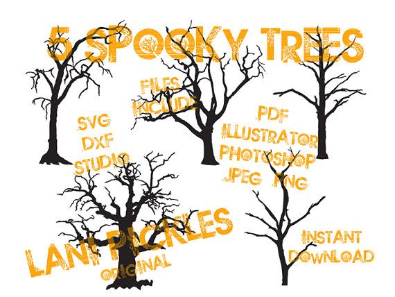 570x428 Spooky Halloween Trees Silhouette Cut File Clip Art By Lanipickles