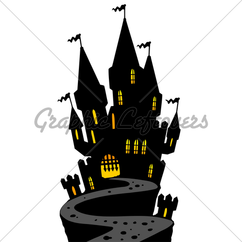 500x500 Castle On Hill Silhouette Gl Stock Images