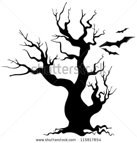 450x470 Halloween Tree Silhouette Clipart
