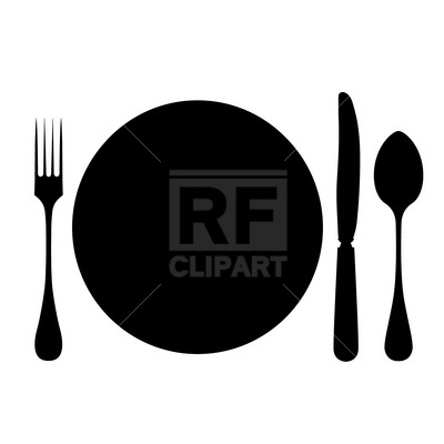 400x400 Plate, Fork, Spoon And Knife Free Vector Clip Art Image