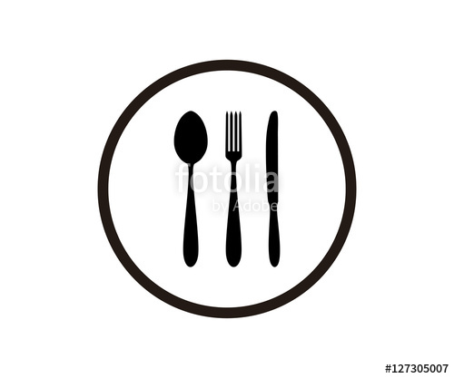 500x417 Silhouette Circle Fork Spoon Knife Icon Logo Design Stock Image