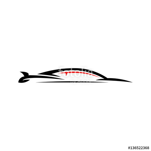 500x500 Auto Company Logo Vector Design Concept With Sports Car Silhouette