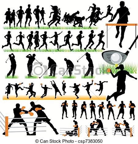 450x470 50 Sport Silhouettes Set Vector Clipart