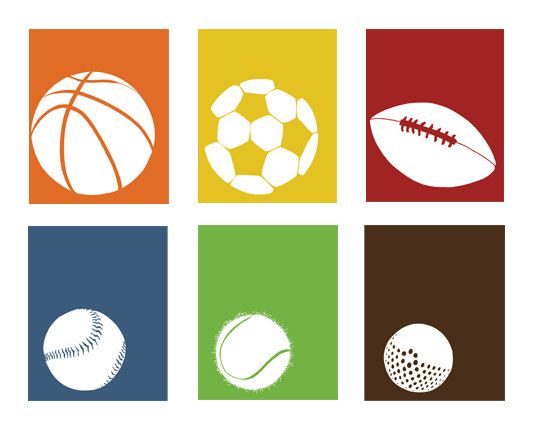 535x430 Sports Room Decor, Sports Nursery Set Of 3, 13 X 19 Art Prints