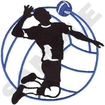 350x350 Male Volleyball Silhouette Embroidery Designs, Machine Embroidery