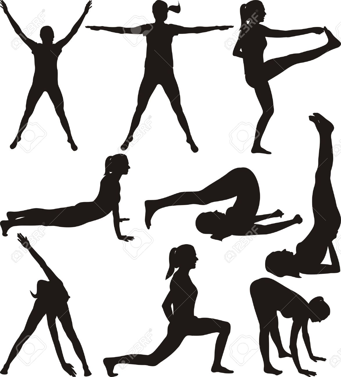 1174x1300 Silhouette Illustration Of A Woman Figure Doing Physical Fitness