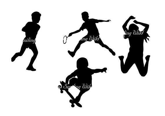 570x403 Childrens Sport Svg Kid's Gym Silhouette Print Child Jumping