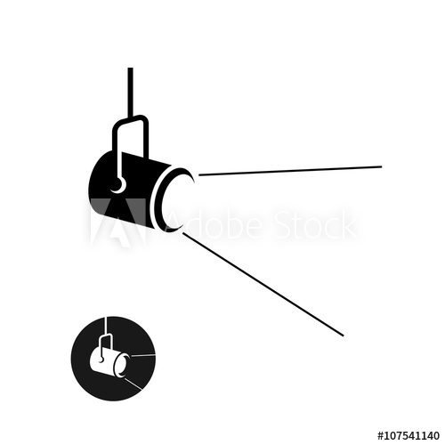 500x500 Spotlight Black Silhouette Icon With Light Scattered Rays