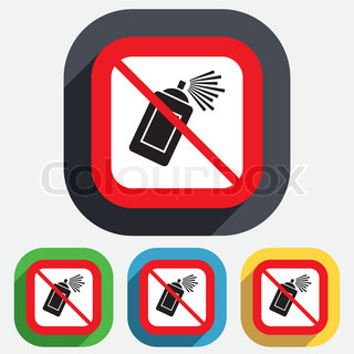 320x320 No Graffiti Spray Can Sign Icon. Aerosol Paint Symbol. Red