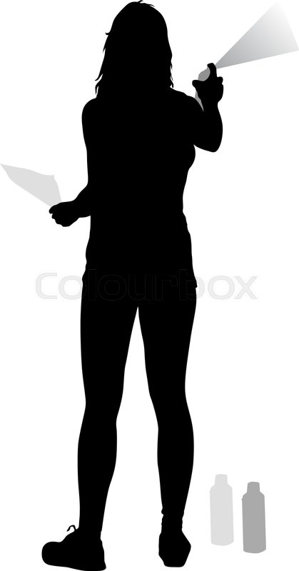419x800 Silhouette Woman Holding A Spray On A White Background. Vector
