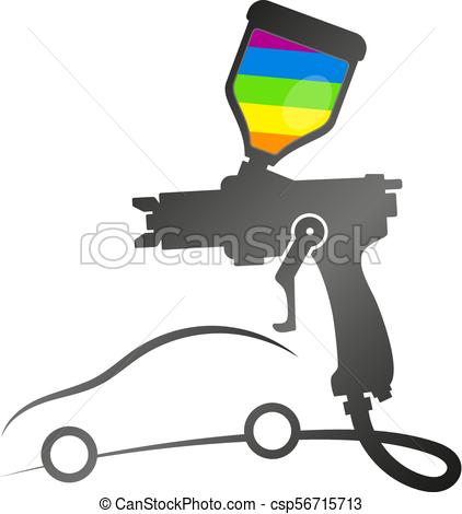 422x470 Car Painting With Spray. Painting Auto With Spray Symbol