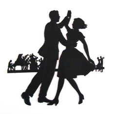 236x235 Sticker Silouhette Couple De Danseurs Silhouettes, Dancing