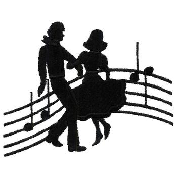 350x350 Square Dancers Silhouette Embroidery Designs, Machine Embroidery