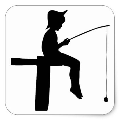 422x422 Fishing Boy Silhouette Square Sticker