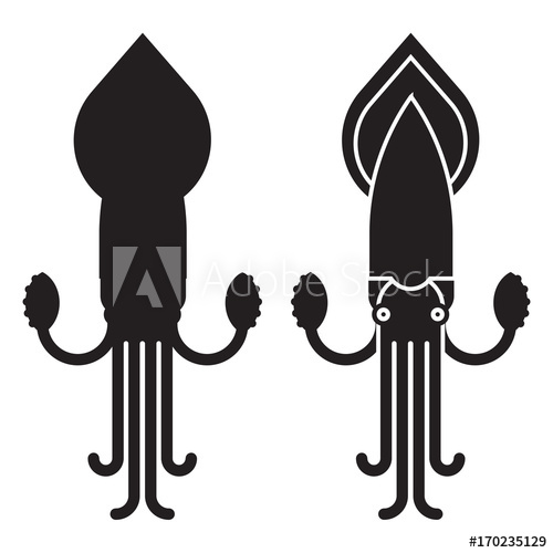500x500 Giant Squid Vector Illustration In Outline Design. Large Calamari