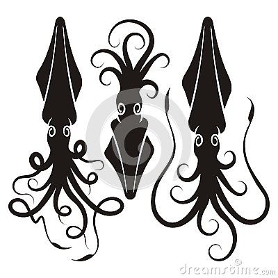 400x400 Squid Silhouettes Under The Sea Silhouette