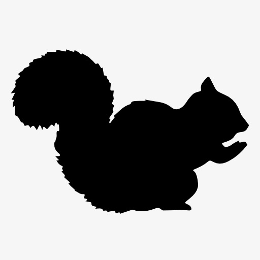 512x512 Squirrel,sketch, Animal, Projection, Black Silhouette Png Image