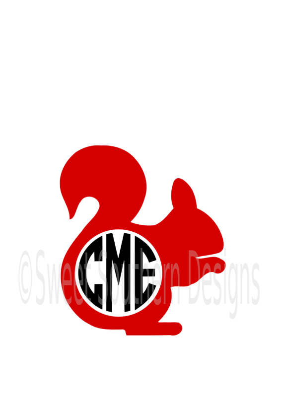 570x806 Squirrel Monogram Spring Svg Instant Download Design