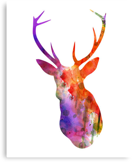 448x550 Deer Silhouette (In Watercolor) Canvas Prints By Advertisingwv