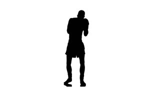 320x180 Silhouette Of Boxer Warming Up With Boxing Gloves On Under Stage