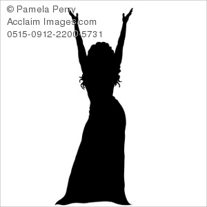 300x300 Art Illustration Of Silhouette Of A Female Entertainer Onstage