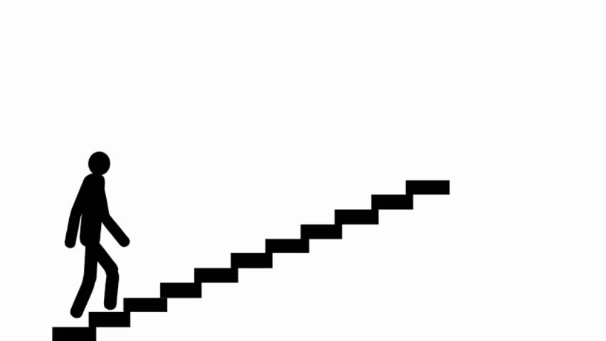 852x480 Man Goes Upstairs And Then Falls Down. Abstract Cartoon Stock