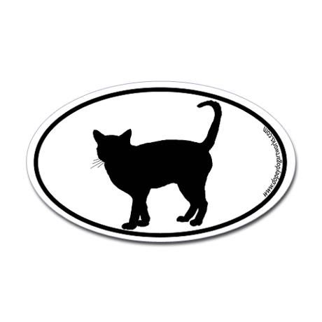 460x460 Cat Standing Silhouette Oval Decal Cat Silhouette, Silhouette